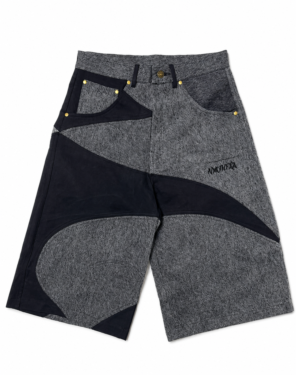 NYATHERA FIBONACCI BLACK PANEL JORTS