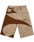 NYATHERA FIBONACCI SAND BROWN PANEL JORTS