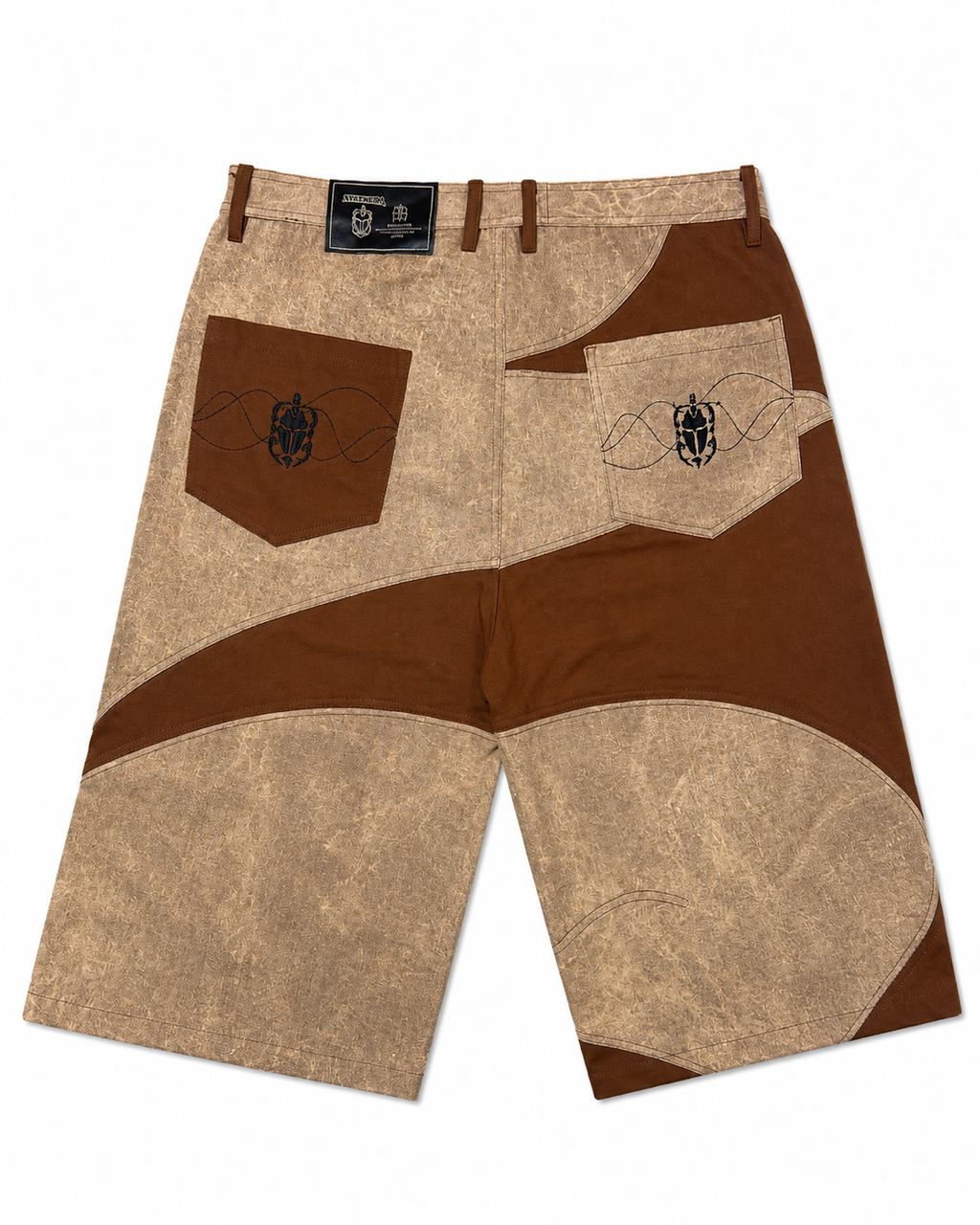 NYATHERA FIBONACCI SAND BROWN PANEL JORTS